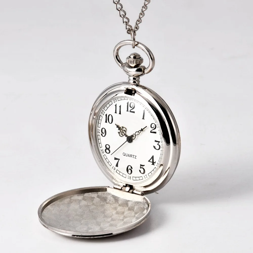 8840Engraved Pattern Design Silver Pocket Watch World of Warcraft Pocket Watches  Retro Bronze Hollow Lovely Gift Chain Antiques