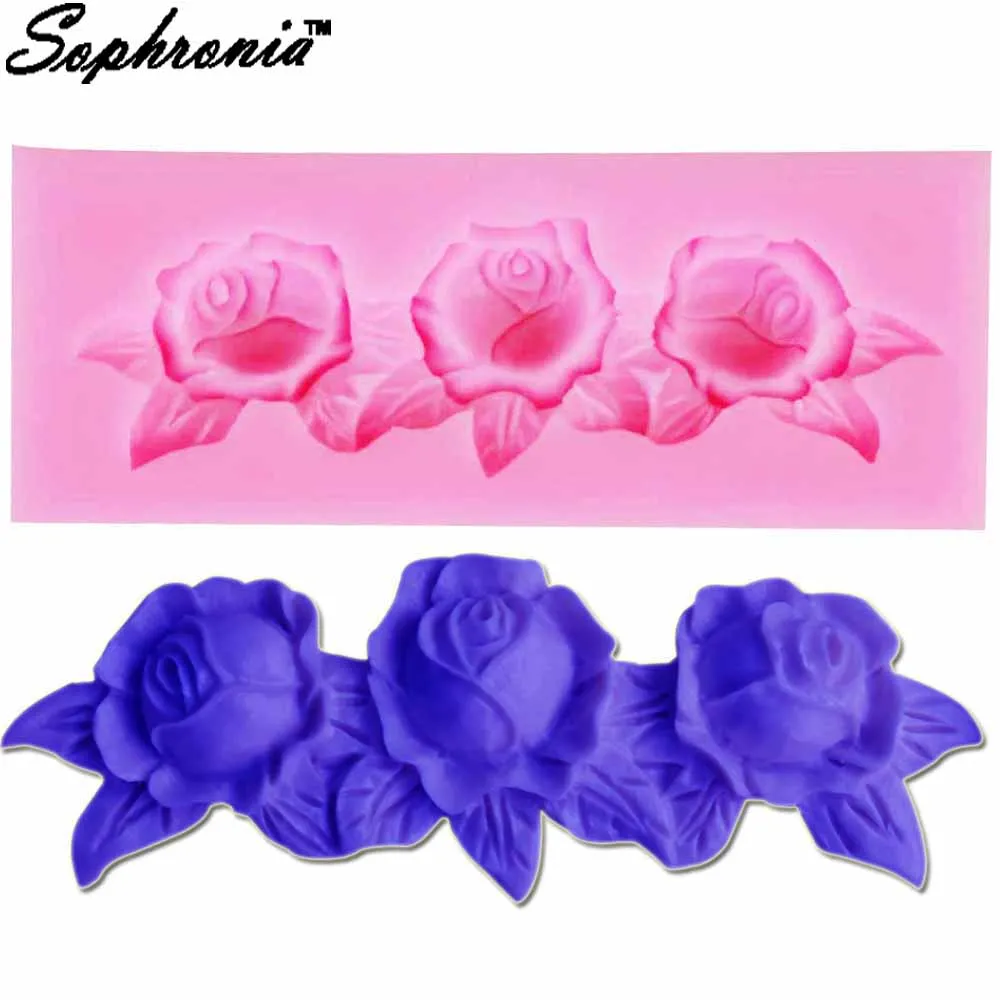 Rose Bud Flower Leaves Thorns Texture Chocolate Mould Silicone Mold Fondant Cake Decorating Tool Gumpaste Sugarcraft Forms m825