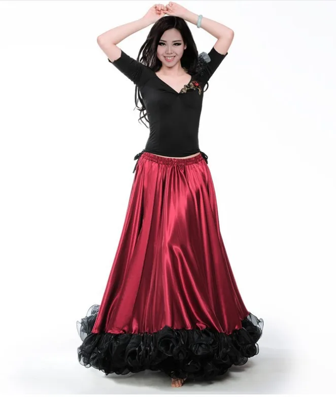 Spanish Bullfight Festival Performance Dance Flamenco Skirt for Women Flame Floral Plus Size Ballroom Women Skirt