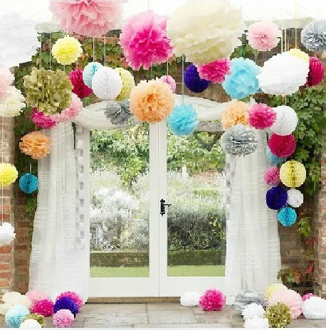 10pcs/set 8 Inch (20cm) Tissue Paper Pom Poms Balls Tiffany Blue Wedding Decorations Royal Blue Wedding Decoration Flowers