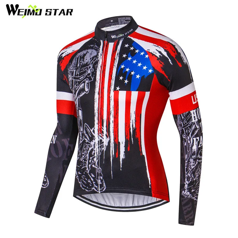 

Weimostar Autumn Road mtb Long Sleeve Bike Jersey Outdoor USA Team Racing Sport Bicycle Cycling Clothing Men Cycling Jersey Long