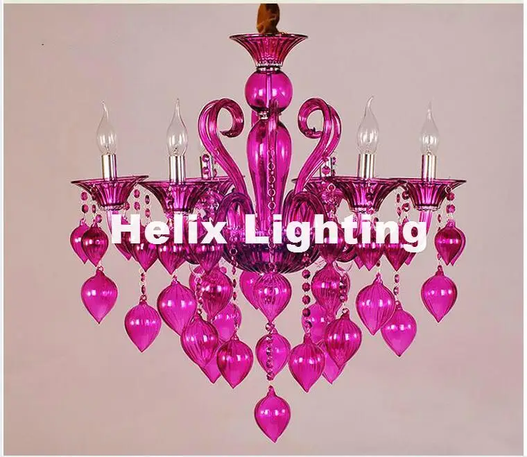 Modern 8L Colorful Chandelier Lamps For Coffee Shop Wedding Bar Blue Purple Red Yellow Glass Ball Lamp Modern LED Chandelier