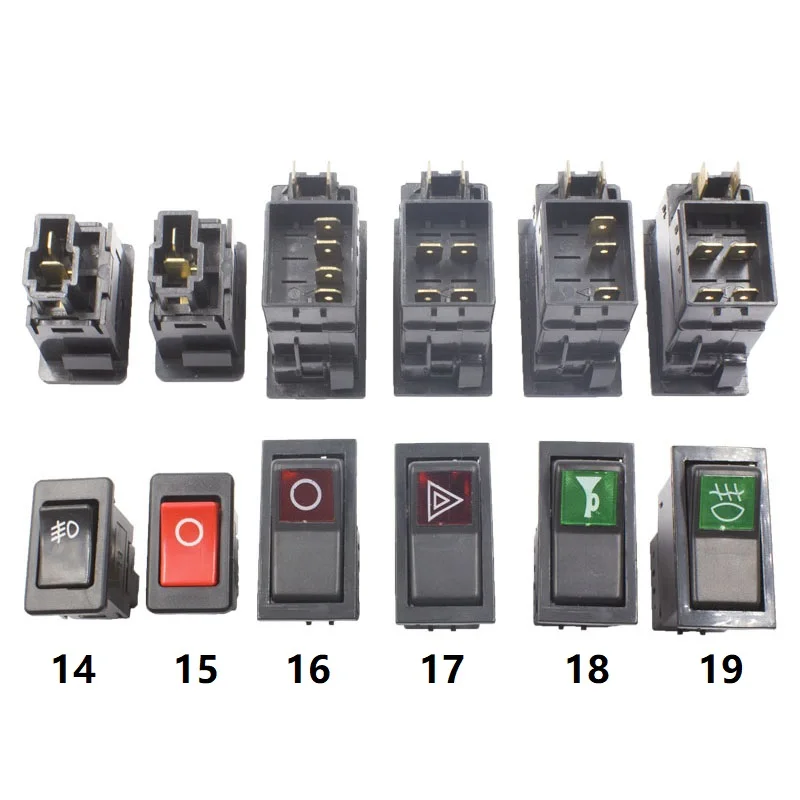 KELIMI Car-styling Modified Rocker Switch Button Universal engine stop+larme/fan/power/wiper/fog lamp switch with cable