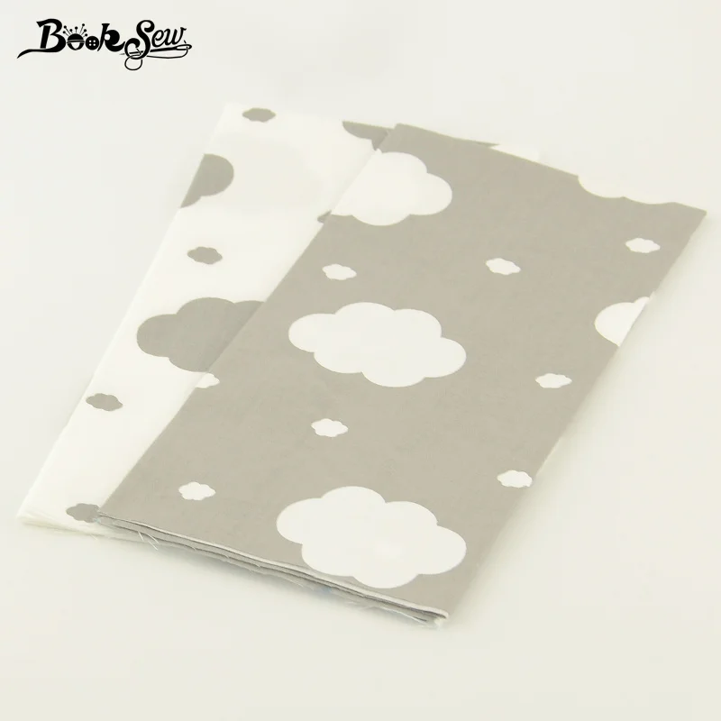 2 Pcs/lot 100% Cotton Booksew Fabric White and Dark Clouds Patterns DIY Quilting Twill Tissue Clothing Baby Bedding 50cmx100cm