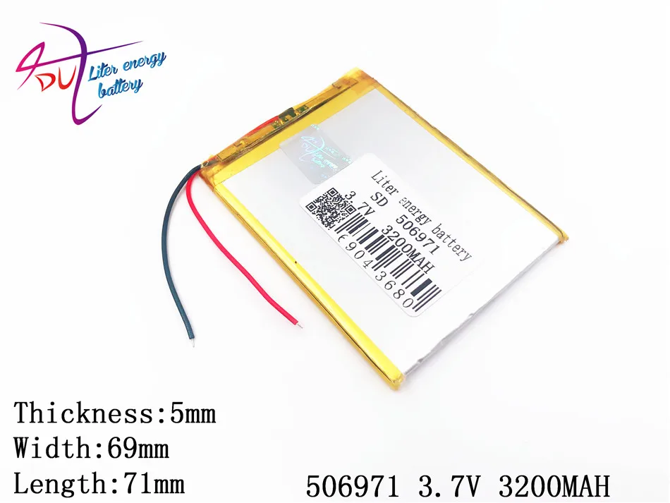 3.7V 3200mAh 506971 507070 لتر الطاقة ليثيوم بوليمر لى ايون بطارية قابلة للشحن خلايا ل MP5 GPS المحمول بلوتوث