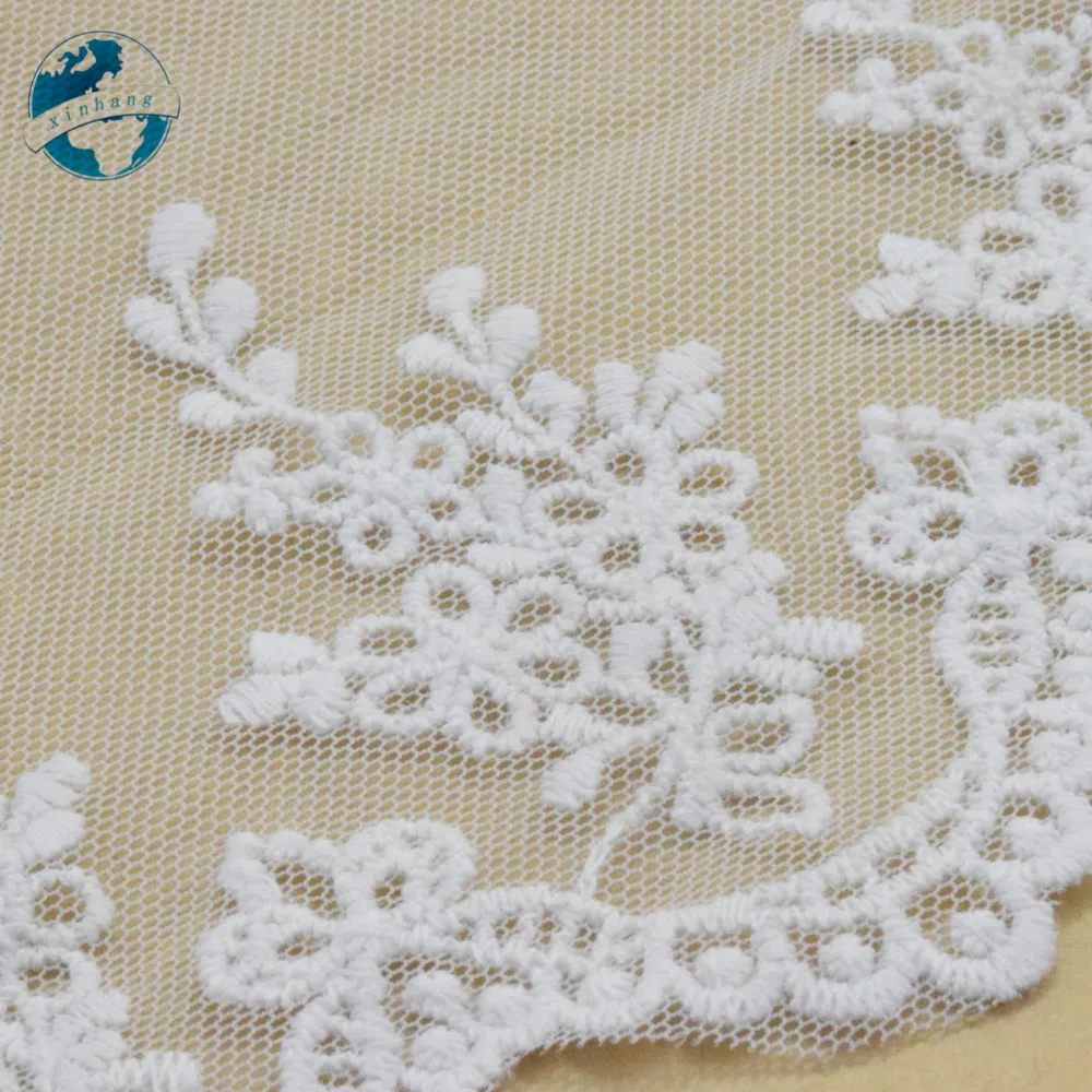 10cm Width White Cotton Embroided Lace Ribbon Guipure Trim DIY Wedding Accessories Dolls African French Lace Applique#2946