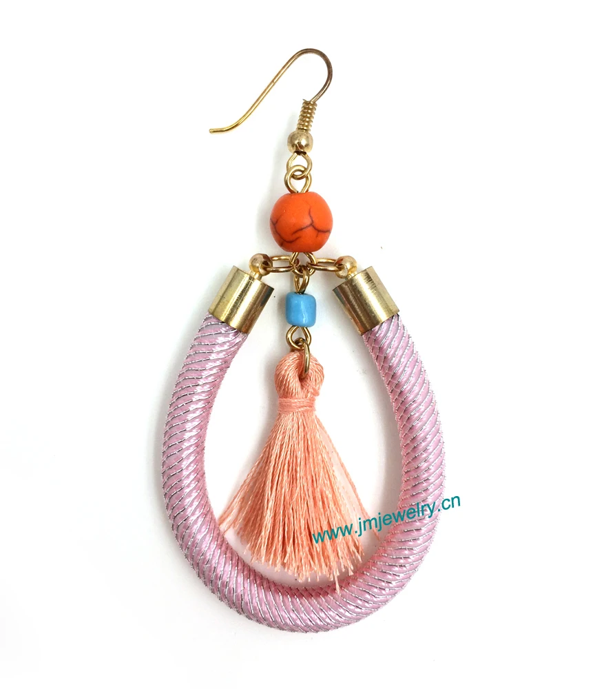 wholesale handmade Ethnic jewelry vintage dangle earrings with tassel pendants earrings summer style nickel free