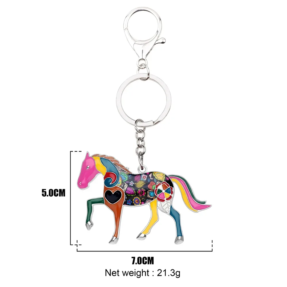 Bonsny Alloy Enamel Horse Key Chain Key Ring Handbag Bag Charm Man Car Key Holder Keychain 2017 New Jewelry Accessories