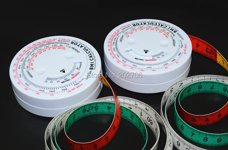 Round shape BMI measure tape BMI caculator  body measure tape,50pcs/Lot!