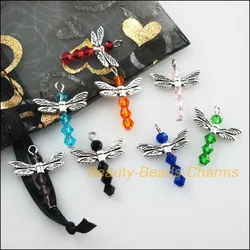 New 16Pcs Tibetan Silver Wings Mixed Animal Dragonfly Charms Pendants 20x25mm