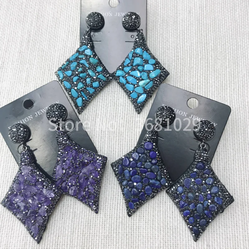 

2018 fashionable female temperament purple crystal green gold earrings