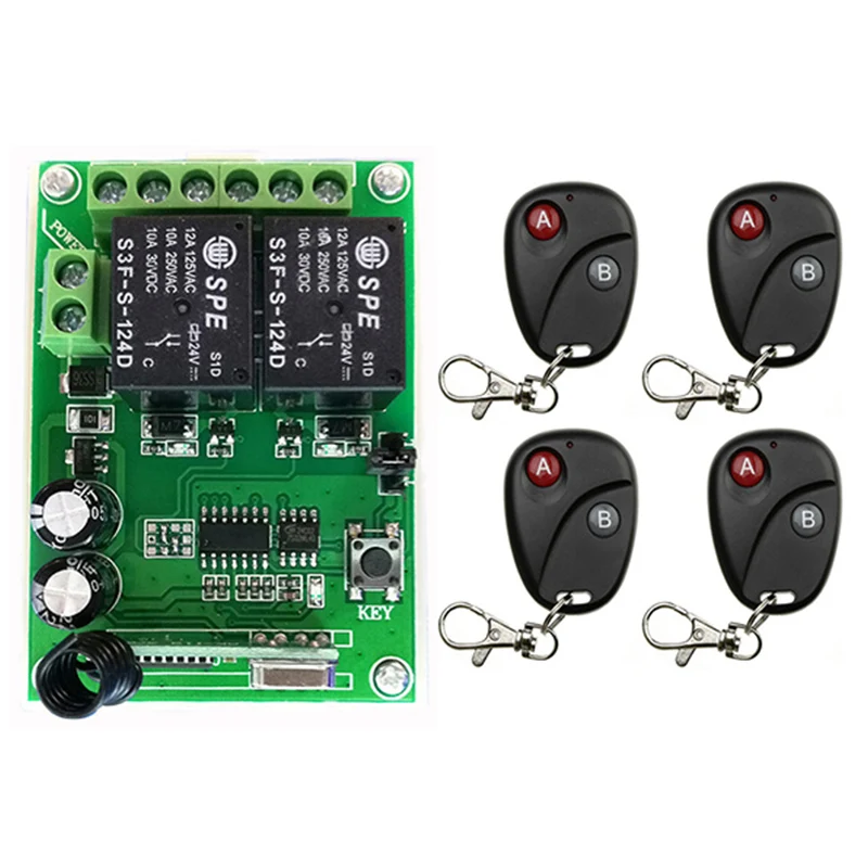 Système de commutateur d'éclairage sans fil, télécommande RF DC24V 2CH relais émetteur récepteur 2CH, maison intelligente, porte/lampe/fenêtre de Garage