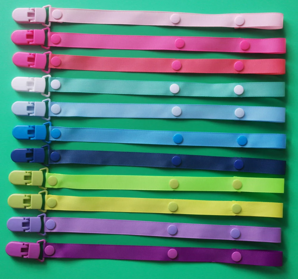 Free Shipping 20 Pcs  BABY DIY Pacifier Chain Baby Pacifier Clip Dummy Holder Soother Chain Safety Buckle Lock 12 colors