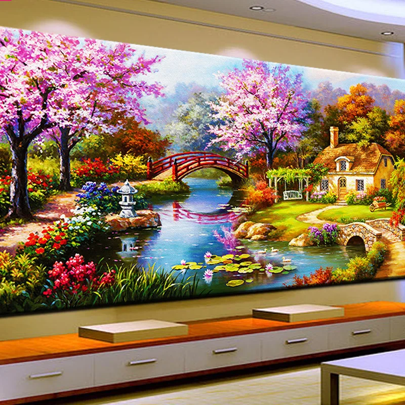 

Dream Home 5D Diy Diamond Painting Full Round Embroidery Diamont Landscape Paintings Cross Stitch Kits Home Decor Needlework
