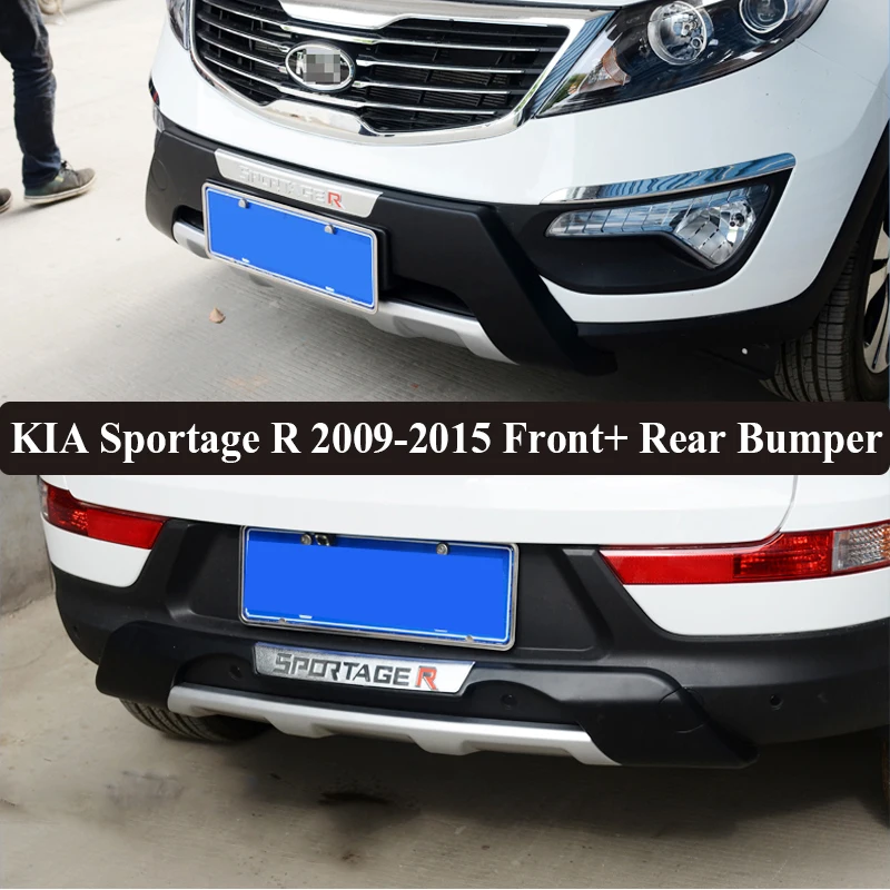 Fit For KIA Sportage R 2009-2015 Front+ Rear Bumper Diffuser Bumpers Lip Protector Guard skid plate ABS Chrome finish