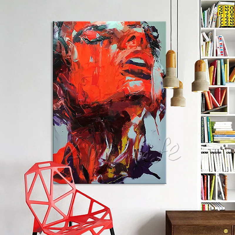 Hand painted Francoise Nielly Palette knife portrait Face Oil painting Character figure canva wall Art picture 16-17