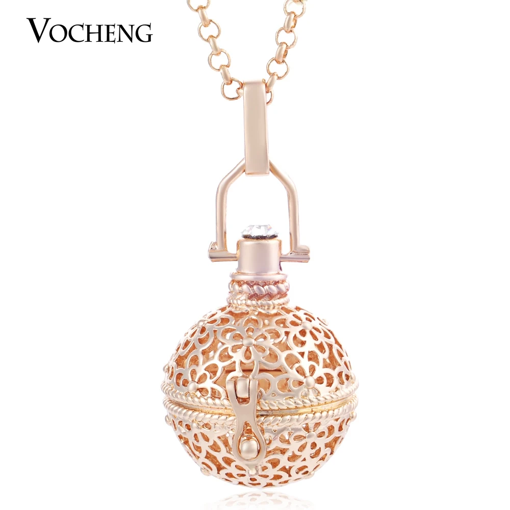 10pcs/lot Vocheng Angel Bola Oil Scent Locket 3 Colors Copper Metal Maternity Necklace with Stainless Steel Chain VA-211*10