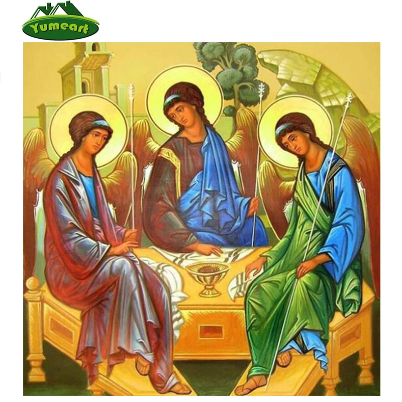 DIY 5D full diamond embroidery religions icons the holy trinity diamond painting cross stitch mosaic picture wall sticker