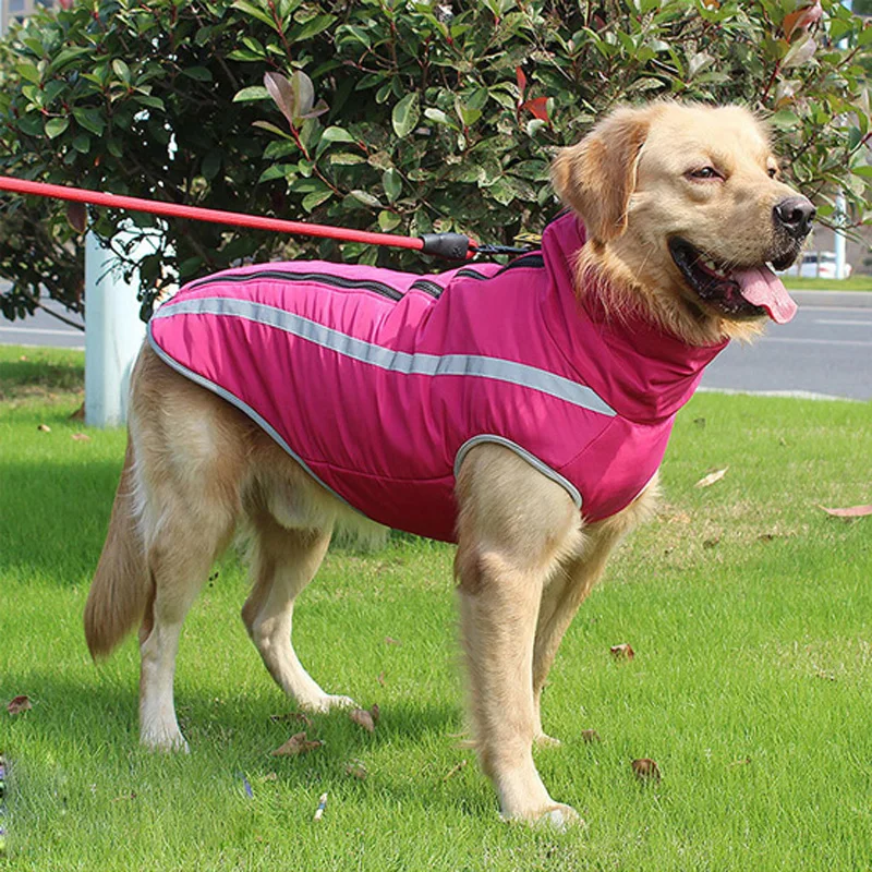Winterwarmer Mantel für große Hunde, Fleece-Futter, wasserdichte Haustierjacke für große und mittelgroße Hunde, reflektierende Weste, Bulldogge, Labrador-Kostüme – Detail 12
