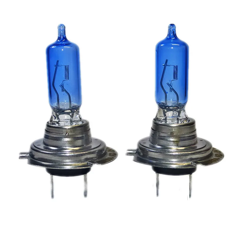 2x Blue Glass H7 DC 12V 100W 5300K Bright Super White Light Car Headlight Bulb Auto Fog Light Bulbs Powerful Ultra White Vision