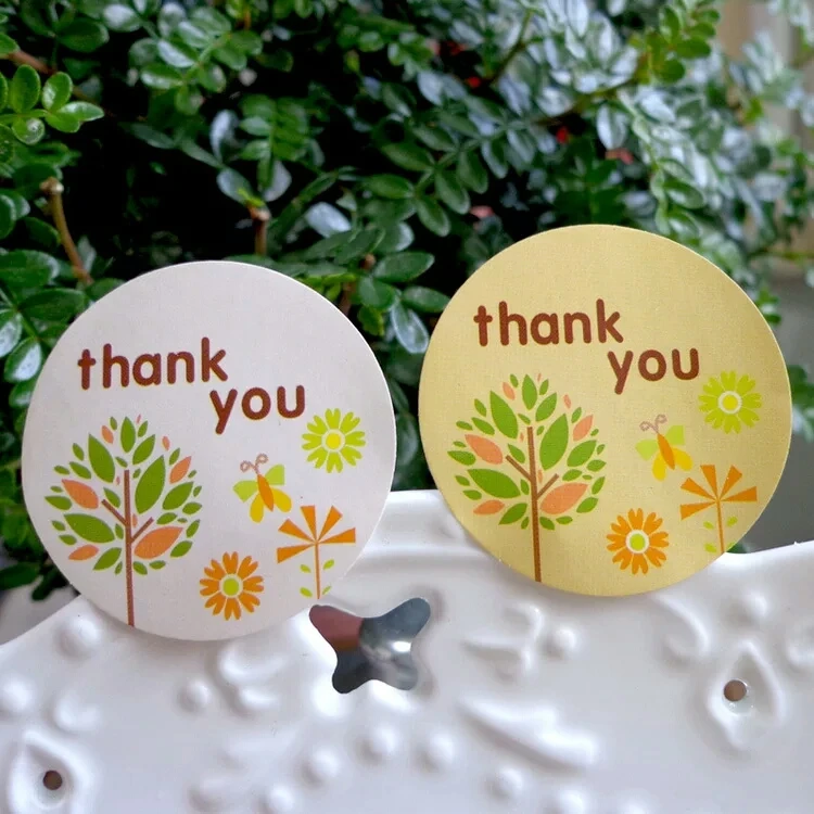 100PCS Thank you Flower Handmade Cake Packaging Label DIY Gift Label Sticker