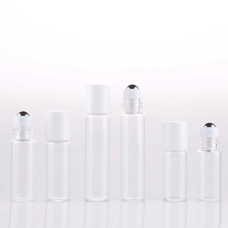 

100pcs/lot 2ml 3ml 5ml Glass Perfume Bottles With Roll On Empty Cosmetic Essential Oil Vial For Traveler With Steel Ball