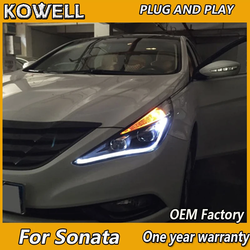 KOWELL Car Styling for Sonata Headlights Sonata8 LED Headlight DRL Lens Double Beam H7 HID Xenon Car Accessories