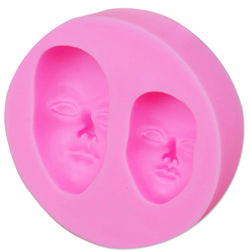 Human Face Heads Silicone Mold Fondant Chocolate Candy Mask Gumpaste UV Resin Lollipop Crystal Epoxy Soft Clay Bake Tools M111