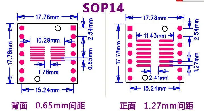 10 Stück SOP14 SSOP14 TSSOP14 auf DIP14 Pinnwand SMD auf DIP-Adapter 0,65 mm/1,27 mm auf 2,54 mm DIP Pin Pitch PCB Board Konverter Buchse – Detail 1