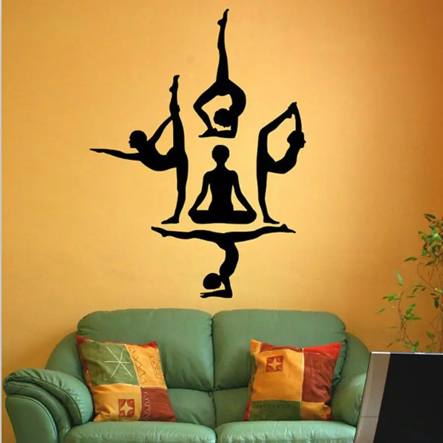 Naklejki ścienne do jogi , Yoga Poses OM AUM WALL VINYL STICKER DECALS ART MURAL ,Yoga dekoracja ścienna artystyczna dekoracja ,s1000 — zdjęcie 4