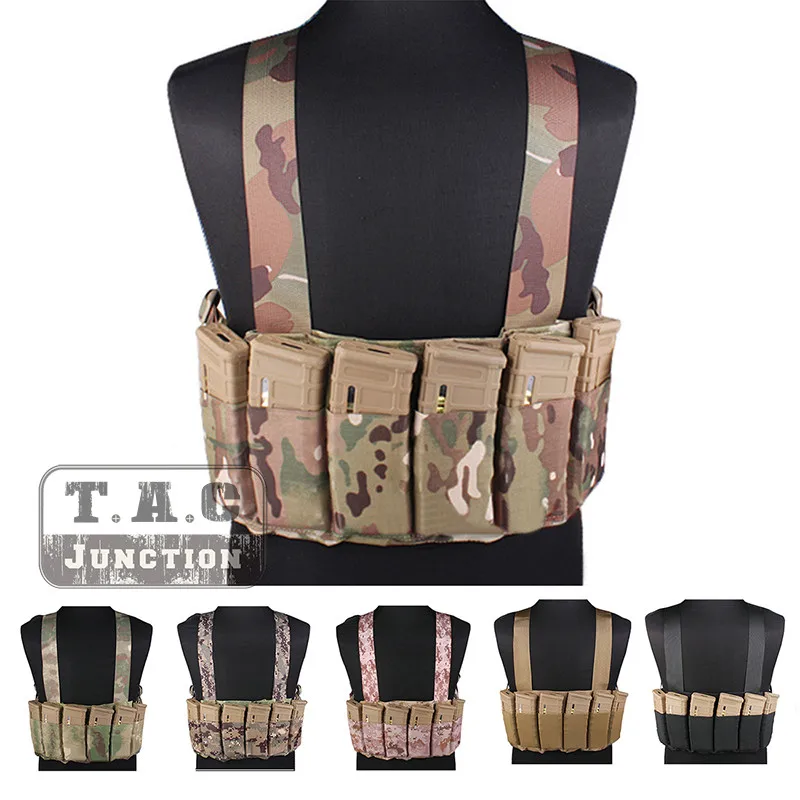 Emerson Tactical Combat Adjustable High Speed Chest Rig Coyote Brown Carrier Vest with Six Pack M4 M16 Magazine Mag Pouches