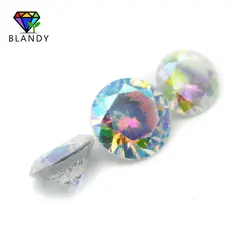 Hot!! 1.0~10mm Round Shape AB Multicolor Cubic Zirconia Stone Loose Plating AB Color CZ Stone Synthetic Gems For Jewelry