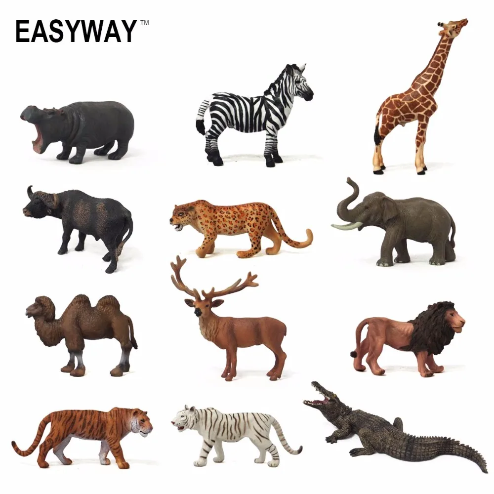 Easyway Zoo Mini Wild Animals Action Figures Set Figurines Kids Toys For Children Wildlife Toys Real Life Animal Model Toy Bear