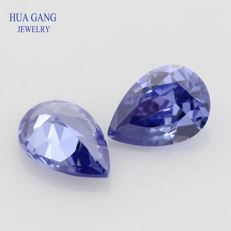 2x3-15x20mm Pear Shape Light Tanzan Blue AAAAA Cubic Zirconia Synthetic Gems CZ Stone For Jewelry