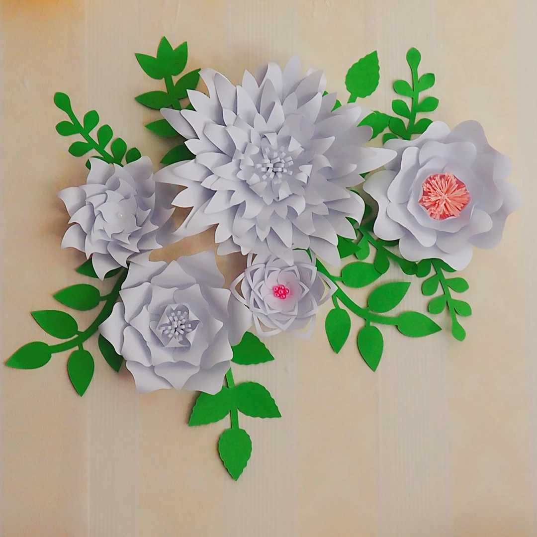 2018 Latest Giant Paper Flowers With Leaves Set Nurseries Living Room Baby Shower Retails Stores Deco Half Made Video Tutorials