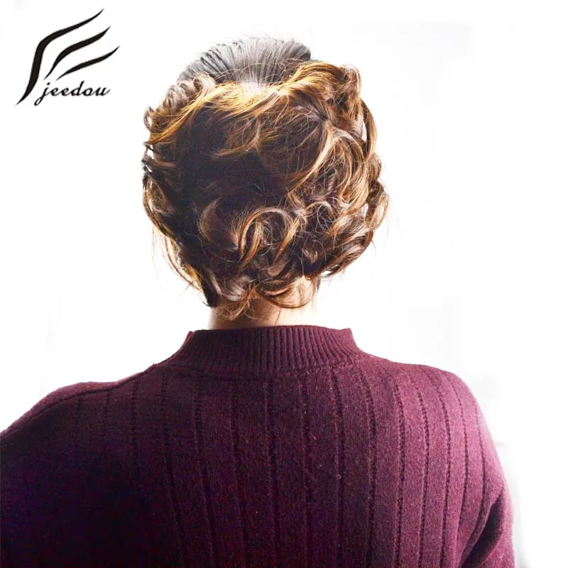 Jeedou Synthetische Hochsteckfrisuren Lockiges Haar Chignon Clip Auf Haarknoten Pad Retro Stil Frauen Hochzeit Haarteile Braut Zubehör – Detail 6