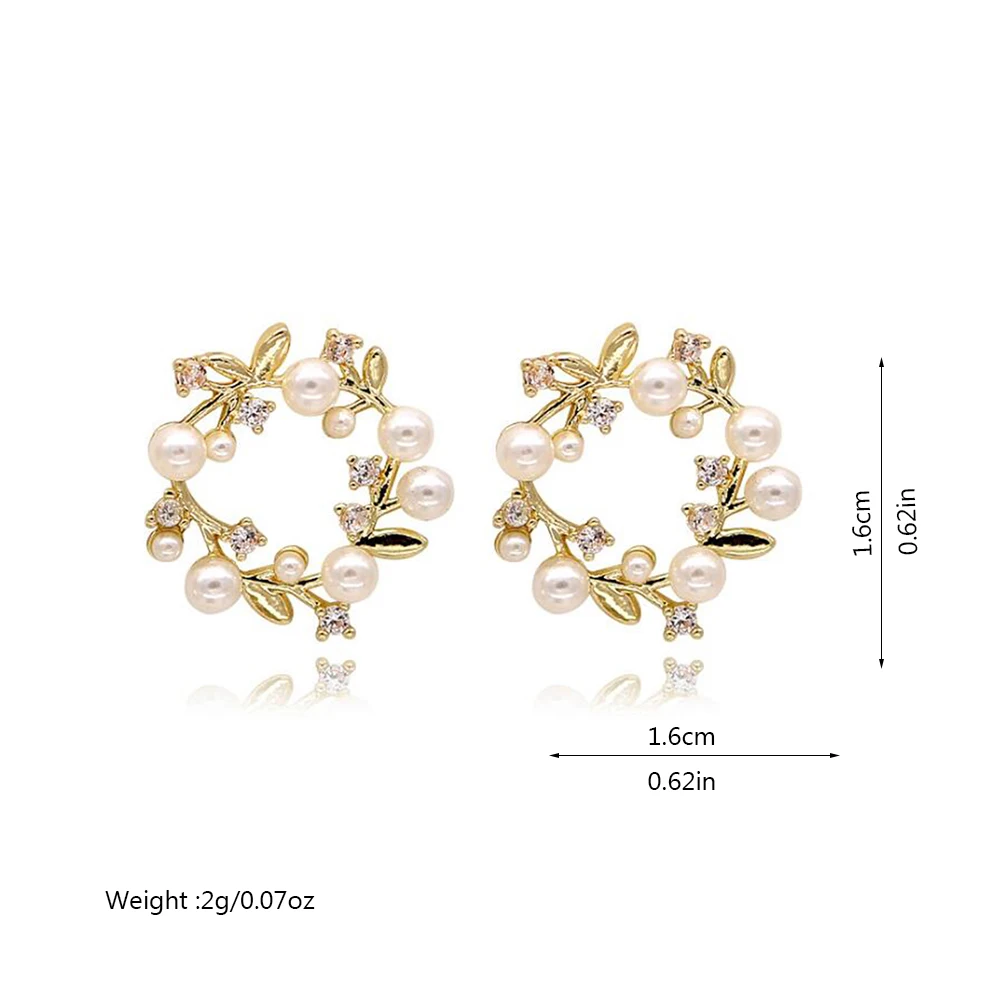 GRACE JUN New Arrival CZ  Pearl Clip on Earrings and Pierced Earrings for Women Party Wedding Elegant Wreath Earrings Hot Sale