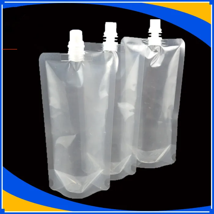 10*18cm 300ml 100Pcs/ Lot Jelly Liquid Clear Plastic Doypack Spout Bag Drinking Empty Stand Up PE Poly Spout Storage Pack Pouch