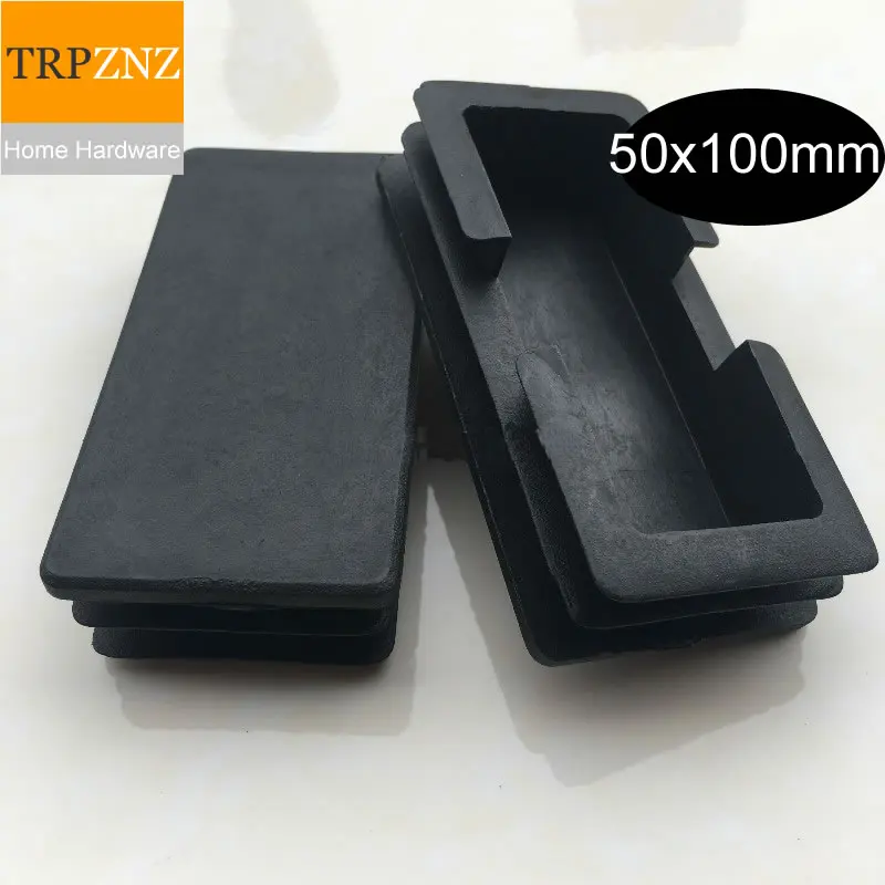 50*100mm,Black Square tube plug, plastic plug,Non-slip, Table chair  stool foot pad, Furniture foot support pipe inner plug