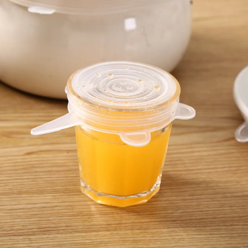6 Pcs  Silicone Cover Lid Fresh Keeping Silicone Stretch Lids Caps For Food Pot Dish Kitchen Accessories