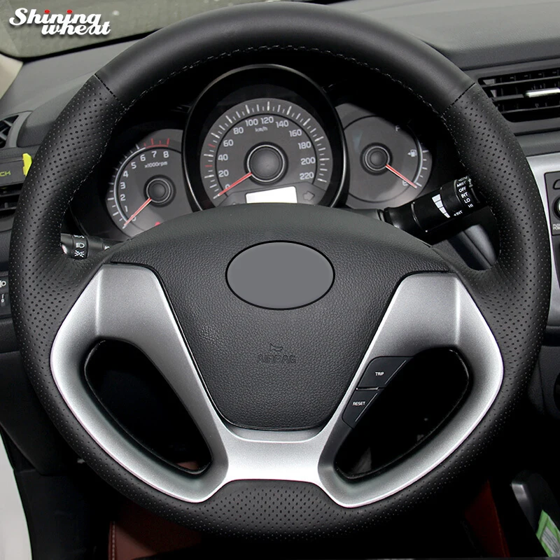 

Shining wheat Genuine Leather Steering Wheel Cover for Kia K3 2013 Kia K2 2015 Kia Ceed Cee'd 2013 2014 Kia Cerato 2013-2015