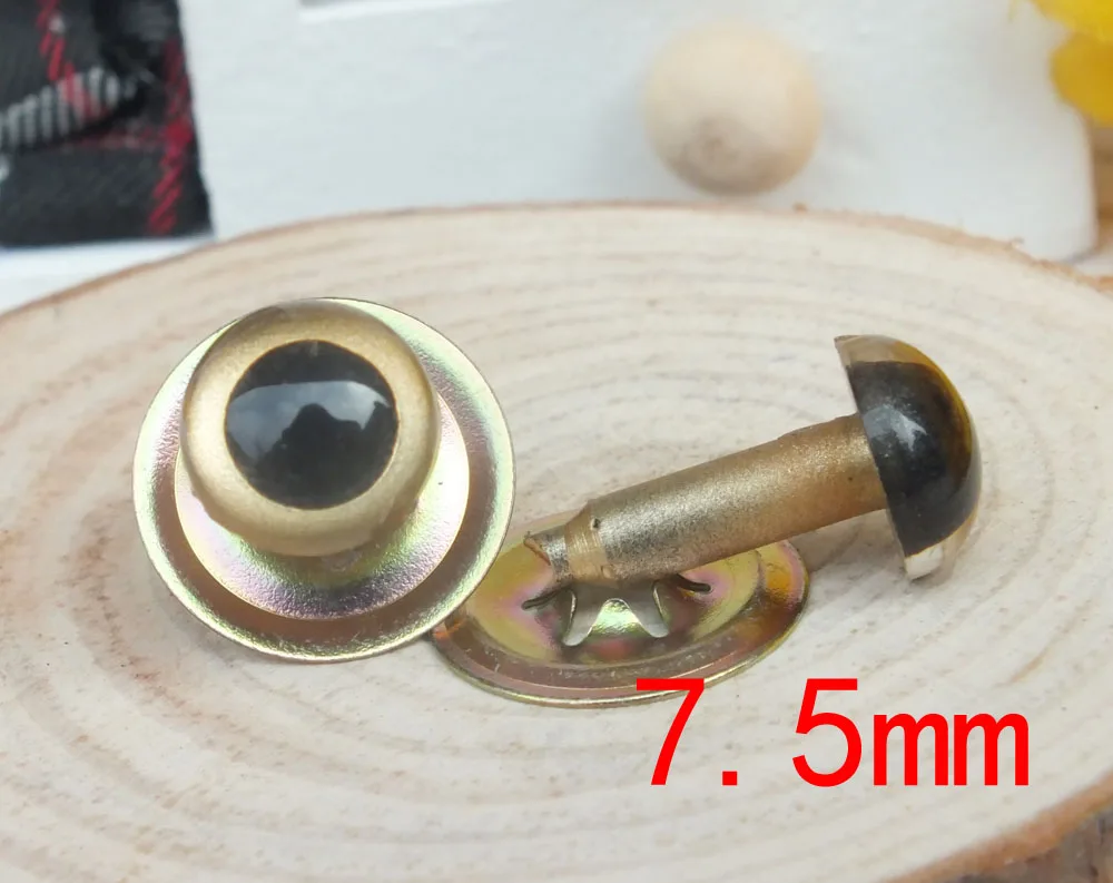 Livre ship7.5mm ouro cor japonês pintados à mão gatos de segurança olhos de plástico com arruela-50 pares