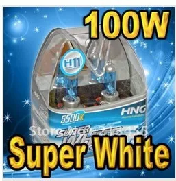 Wholesale Freeshipping White New H11 5500K 12V 100w Xenon Car HeadLight Bulb HID Halogen light Kit