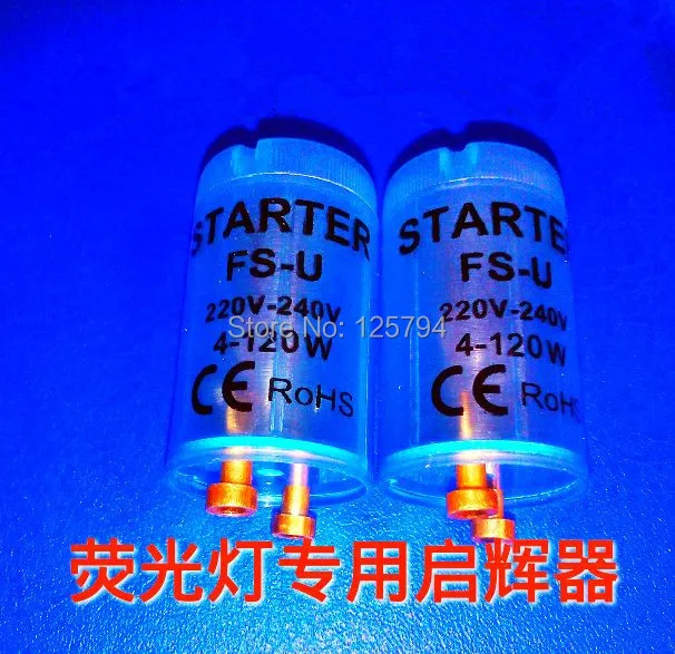 

10pcs/lot fluorescent tube fuse starter with blue clear housing AC220V-240V 4-120W fluorescent lamp Fuse starter pass CE ROHS