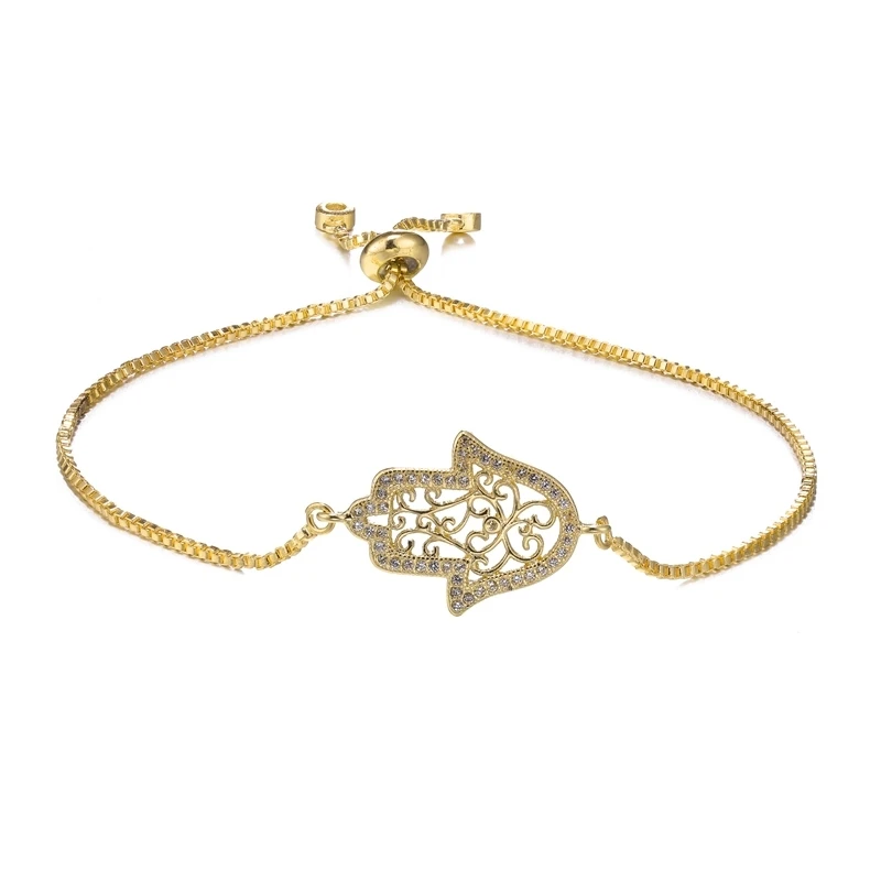 Juya Handmade Rose Gold Silver Plated Greek Eye Jewelry Supplies Adjustable Chains Evil Eye Hamsa Fatima Bracelet For Women Men