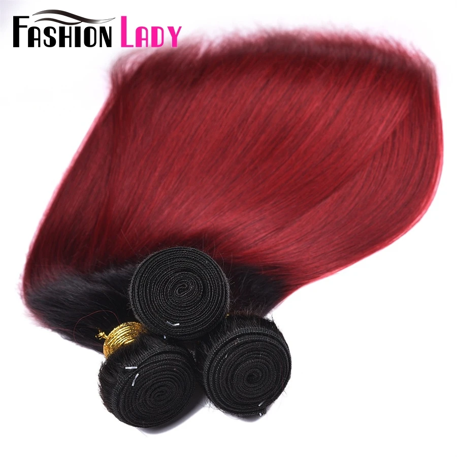 Ombre Bundels Met Sluiting 1B Bordeaux Peruaanse Haar Bundels Met Sluiting Red Human Hair Straight Bundels Met Sluiting Niet-remy