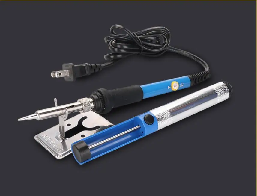 110V US อุณหภูมิปรับ Soldering Iron Handle + 5Pcs IronTips + Desoldering Pump + สายบัดกรีขาตั้งแหนบเครื่องมือเชื่อม
