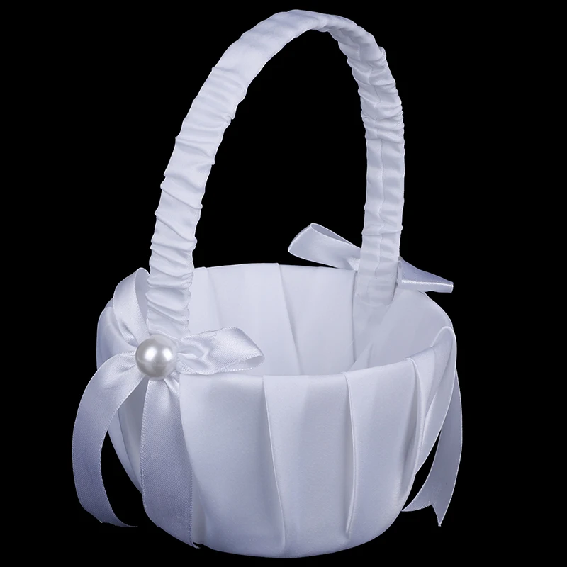 Love Case Satin Basket Storage Flower Girl Basket Container Wedding Basket Flower Girl Basket For Ceremony Wedding Decoration