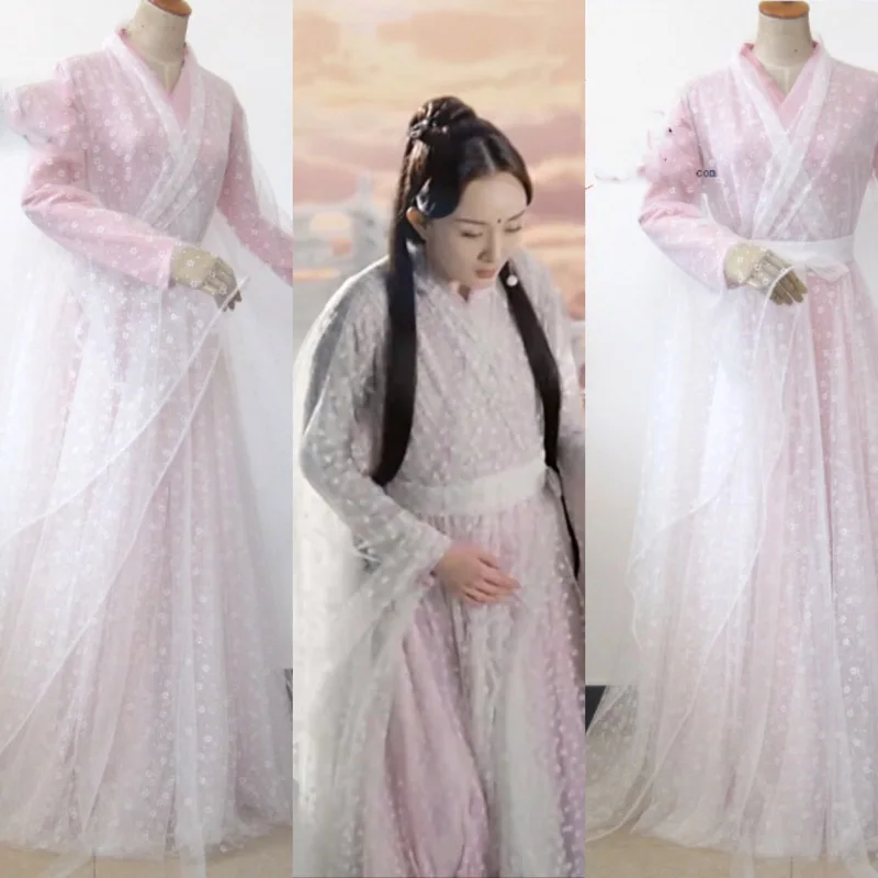 3 Designs  White Flower Bai Qian Fairy Women's Costume Forever Love in Ten Miles of Peach Blossom Bushes TV play costume