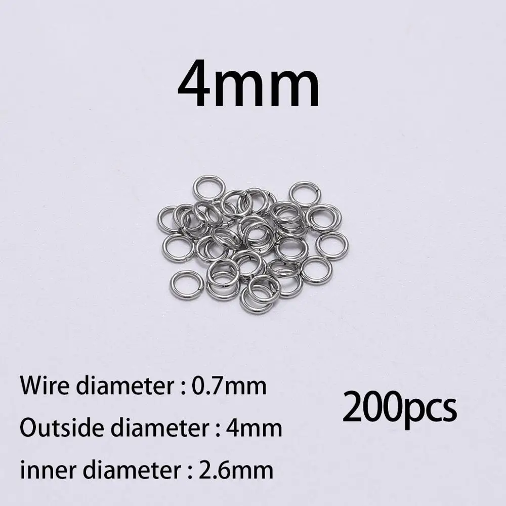 200pcs/Lot 4 5 6 8 10mm Stainless Steel Open Jump Rings Split Rings Connector For jewelry making Findings Accessories Supplies